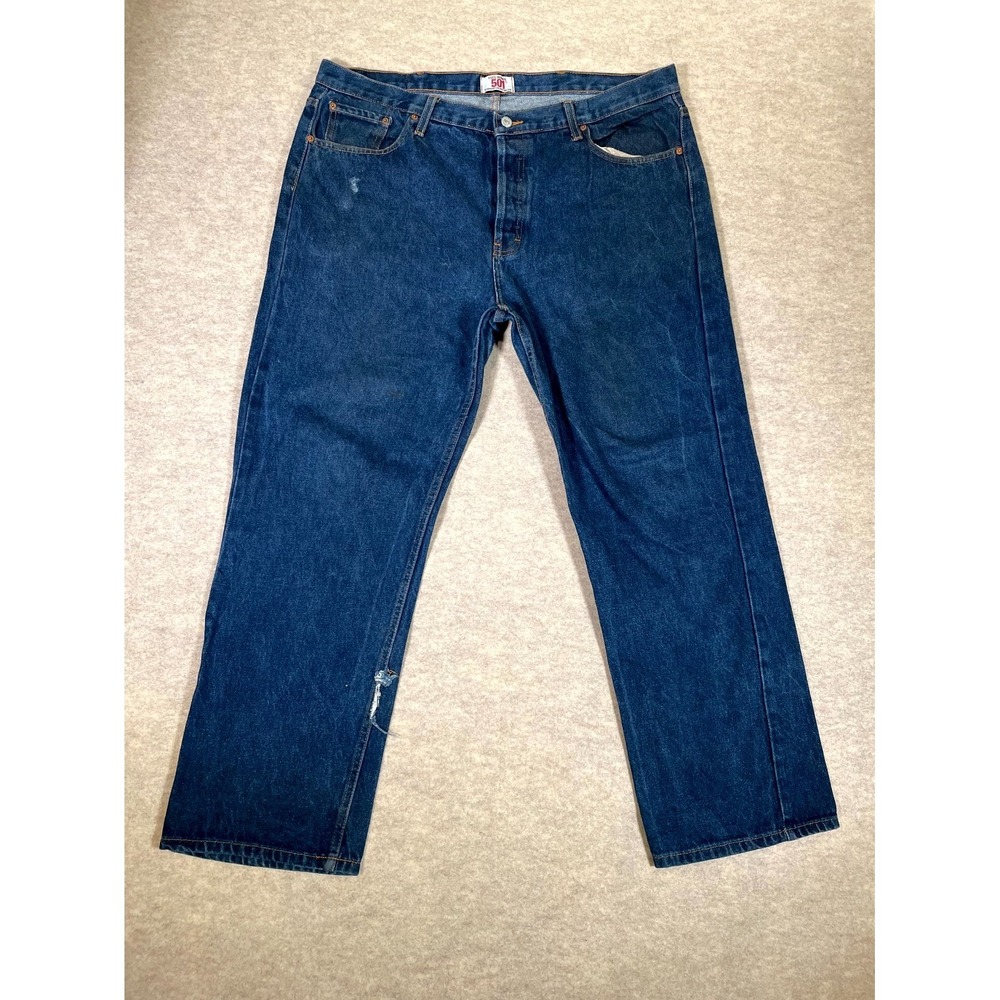 Levis 501 Original Fit Jeans Mens 40x30 Blue Whisker Denim High Rise Logo Cotton